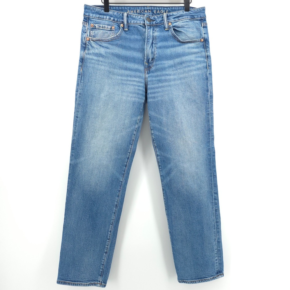 American Eagle Airflex+ Mens Athletic Straight Jeans 31x30 Blue Medium Wash